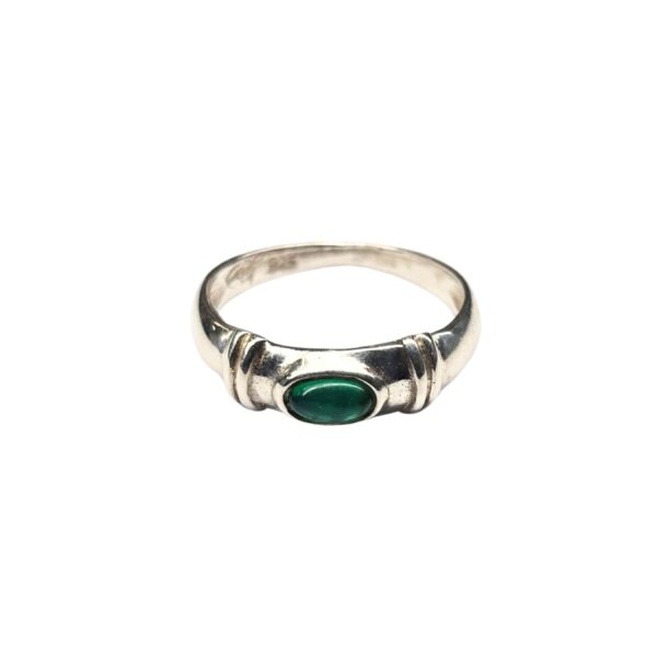 Silver ring with green stone (925) - Image 3