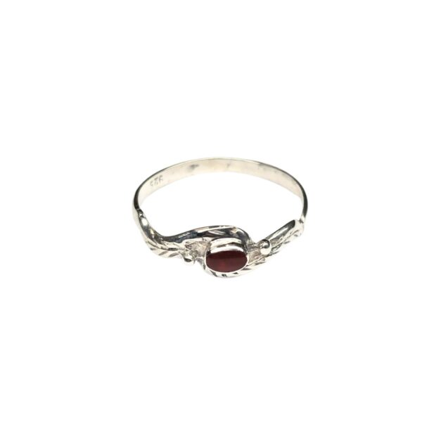 Bague en argent avec une pierre rouge (925) – Image 2