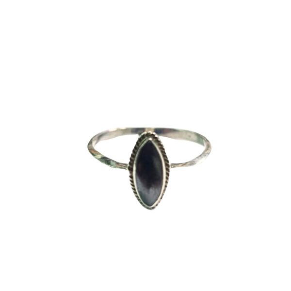 Bague en argent avec pierre grise-noire (925)