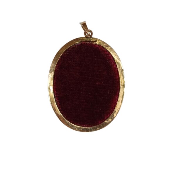 Gold medallion pendant with miniature (18k) - Image 3