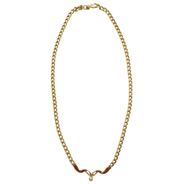 Gold necklace with diamond (14k), Italy - Image 2