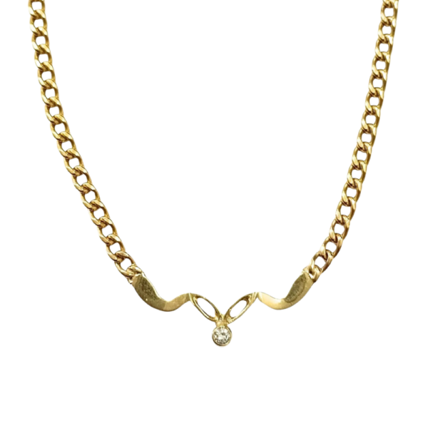 Gold necklace with diamond (14k), Italy